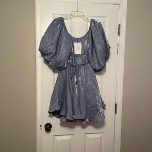 Puff Sleeve Purple Shimmery Dress